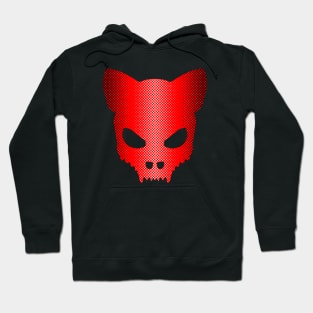 Devil Cat Skull in Red and Black Halftones Art Hoodie